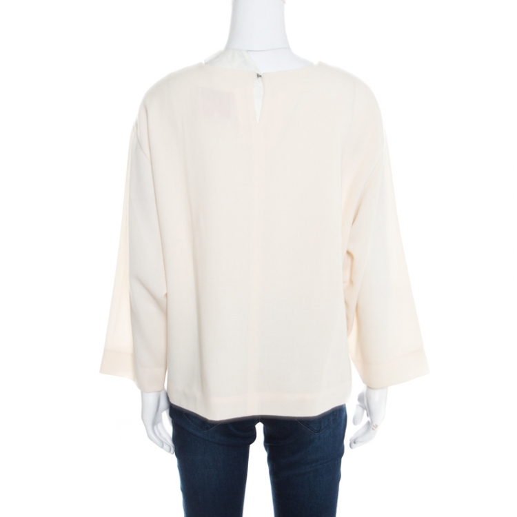 Pre Owned Roksanda Ilincic Cream Wool Crepe Oversized Selsy Top M