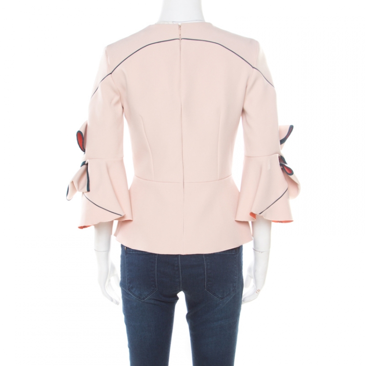 Pre Owned Roksanda Ilincic Blush Pink Crepe Bow Detail Kemi Peplum Top S