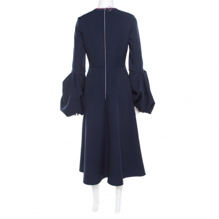 Pre Owned Roksanda Midnight Blue Stretch Crepe Aylin Midi Dress M