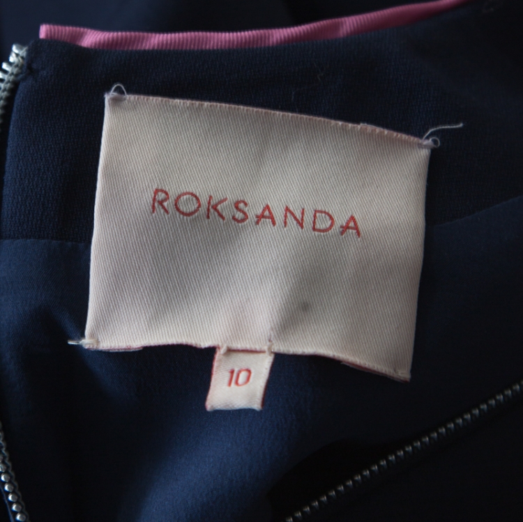 Pre Owned Roksanda Midnight Blue Stretch Crepe Aylin Midi Dress M
