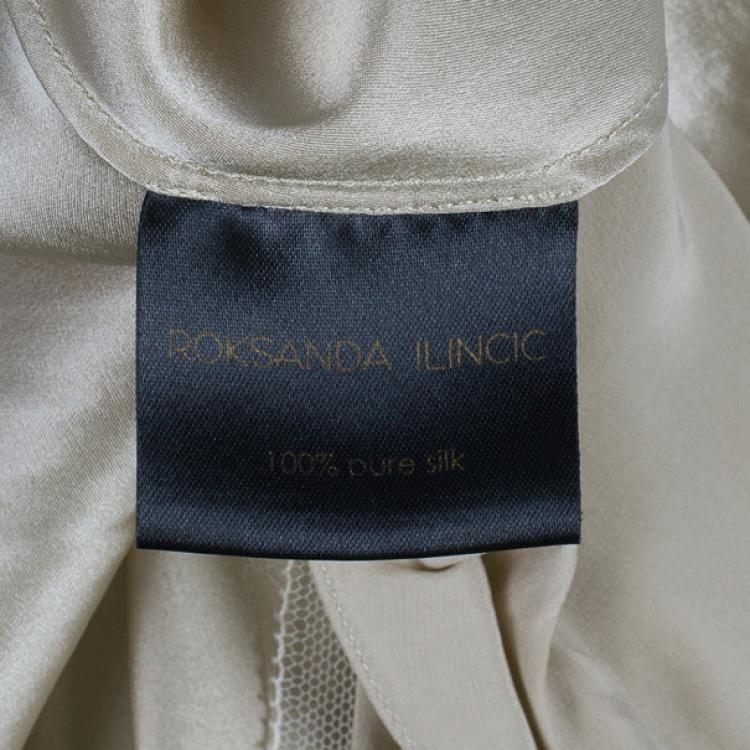 Pre Owned Roksanda Ilincic Beige Silk Satin Belted Column Gown M