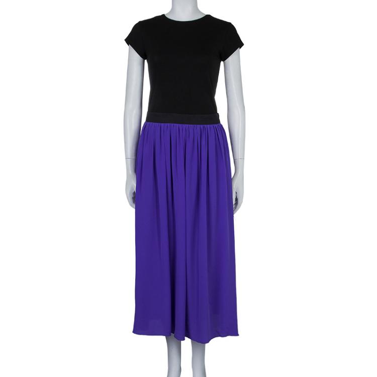 Pre Owned Roksanda Ilincic Blue Silk Gathered Skirt L