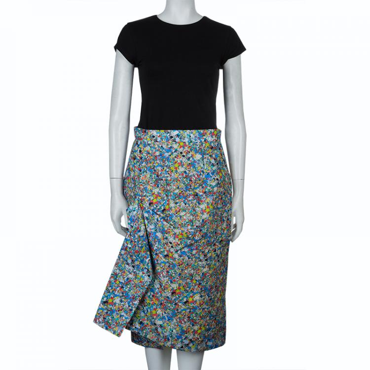 Pre Owned Roksanda Ilincic Multicolor Pleated Detail Skirt M