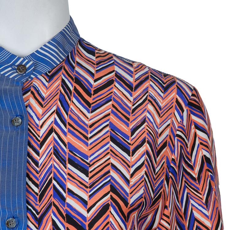 Pre Owned Roksanda Ilincic Blue Striped Silk Top S