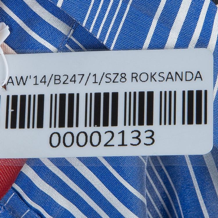 Pre Owned Roksanda Ilincic Blue Striped Silk Top S