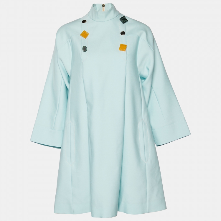 Pre Owned Roksanda Blue Wool & Silk Shift Dress S