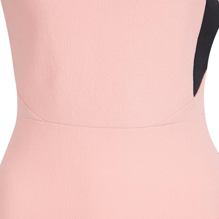 Pre Owned Roland Mouret Peach Contrast One Shoulder Wool Dress S