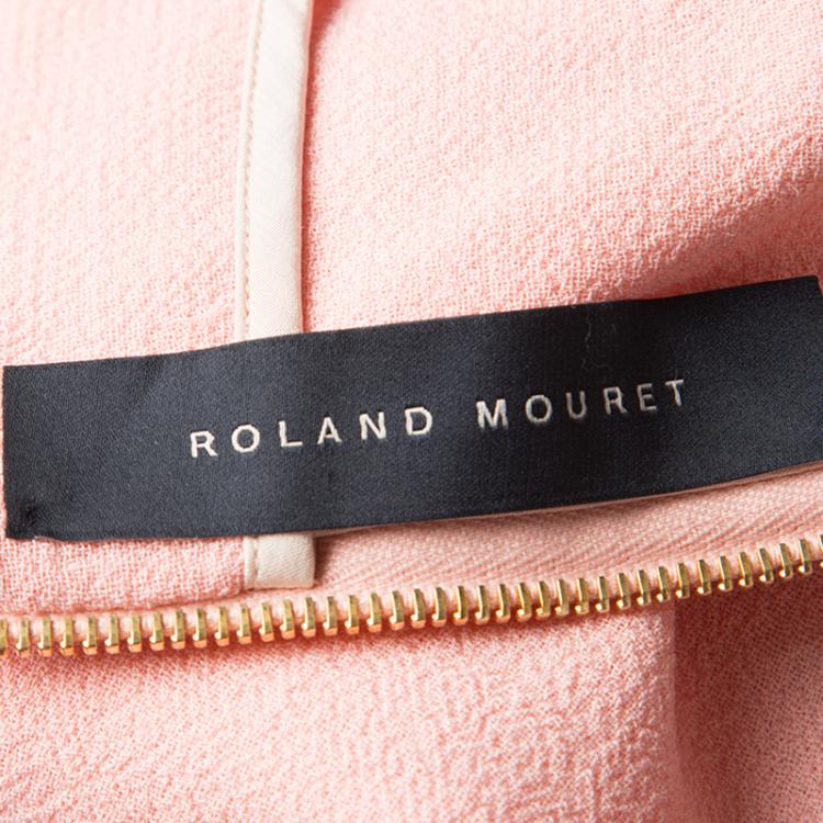 Pre Owned Roland Mouret Peach Contrast One Shoulder Wool Dress S