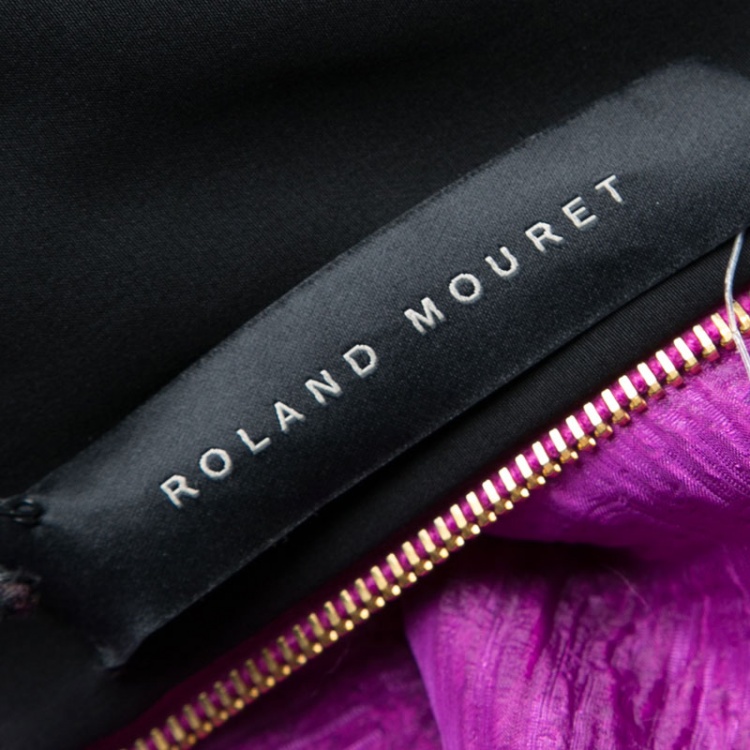 Pre Owned Roland Mouret Bright Violet Puckered Organza Strapless Odell Gown L