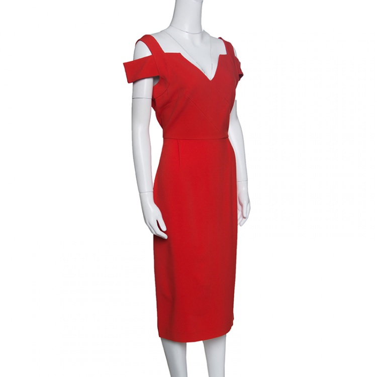 Pre Owned Limited Edition by Roland Mouret Bright Red Erskin Cocktail Dress L