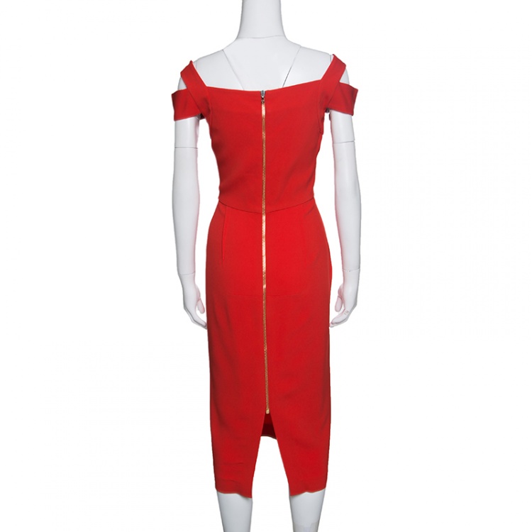 Pre Owned Limited Edition by Roland Mouret Bright Red Erskin Cocktail Dress L
