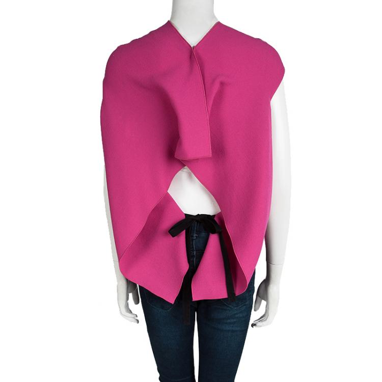 Pre Owned Roland Mouret Pink Wool Asymmetric Draped Eugene Top S