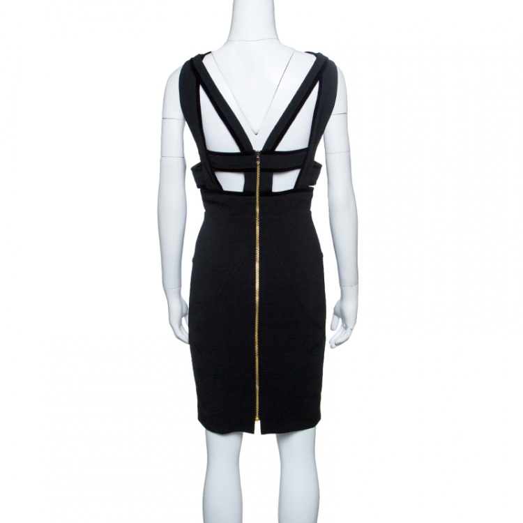 Pre Owned Roland Mouret Black Cutout Stretch Crepe Altamira Mini Dress M