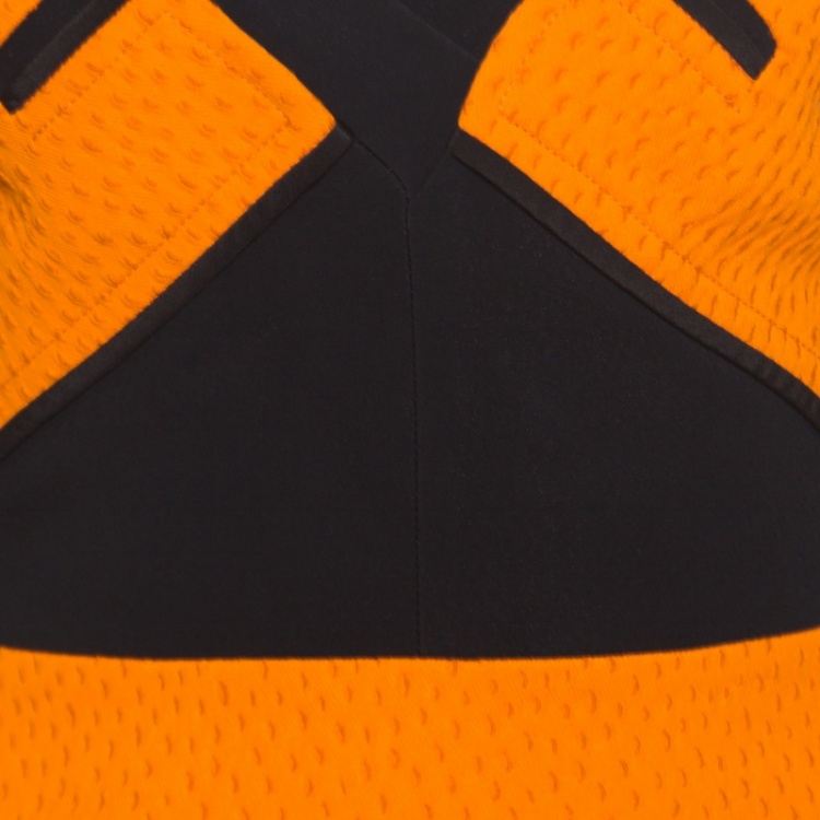 Pre Owned Roland Mouret Orange and Black Paneled Ajanta Peplum Top S