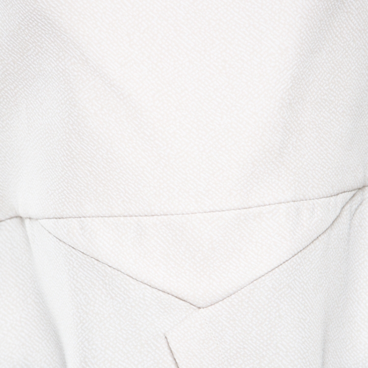 Pre Owned Roland Mouret Beige Textured Crepe Wicklow Angular Peplum Top L