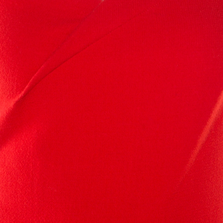 Pre Owned Roland Mouret Lipstick Red Crepe Wool One Shoulder Pernice Cocktail Dress S