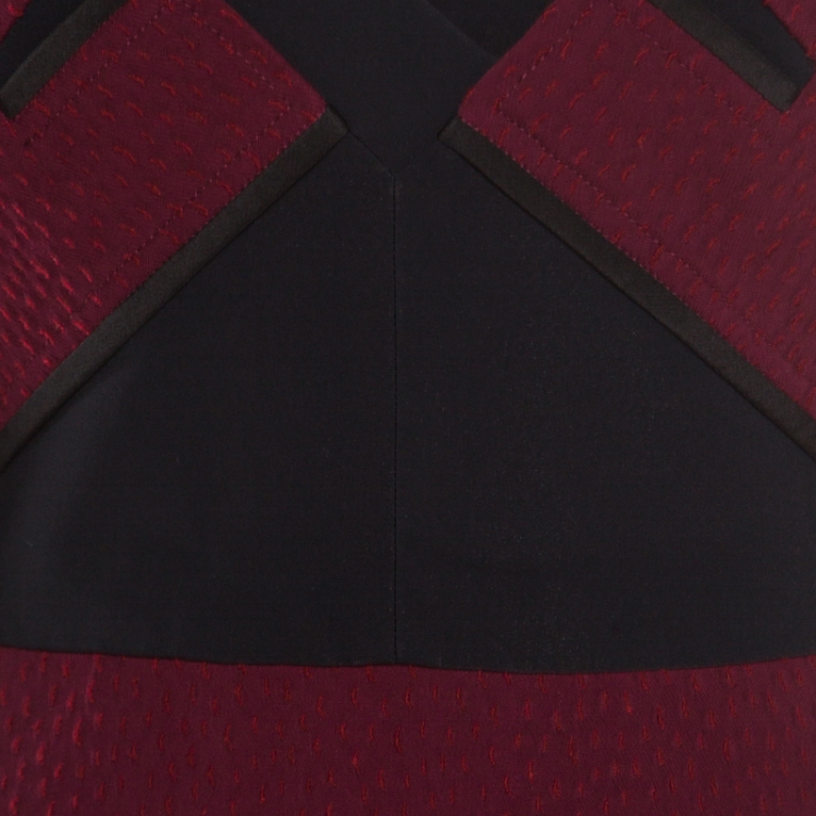 Pre Owned Roland Mouret Bordeaux Ostrich Wool Axele Sheath Dress M