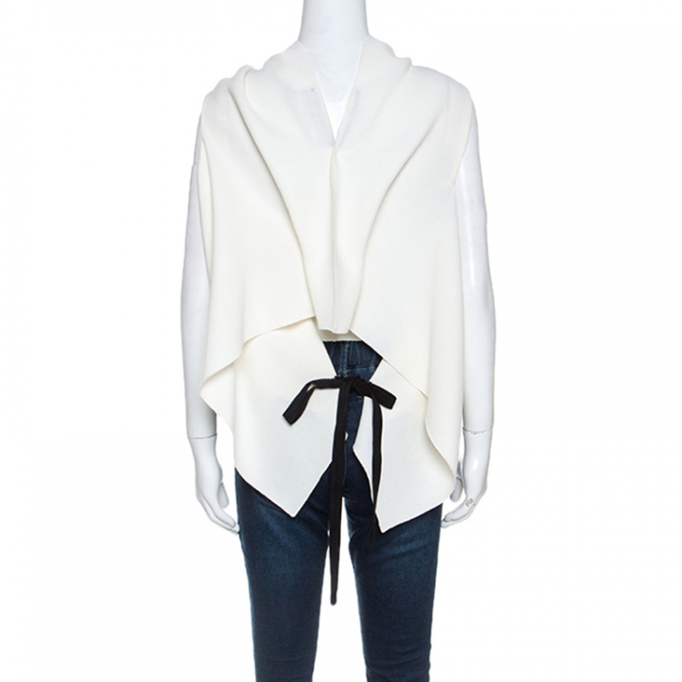 Pre Owned Roland Mouret Cream Wool Crepe Open Back Eugene Top M