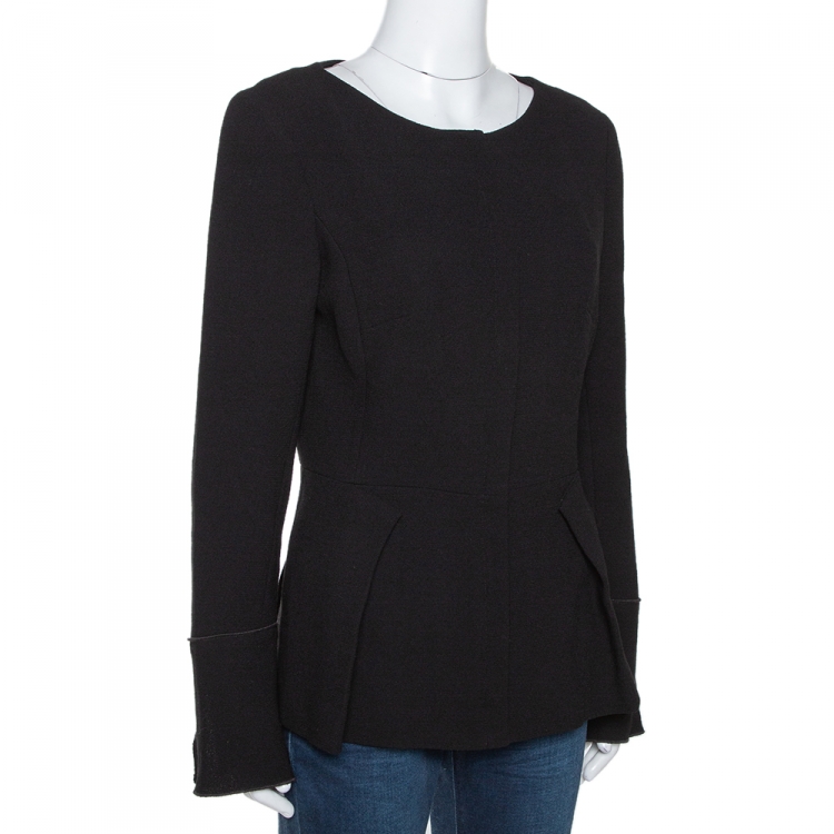 Pre Owned Roland Mouret Black Wool Rossini Peplum Jacket M