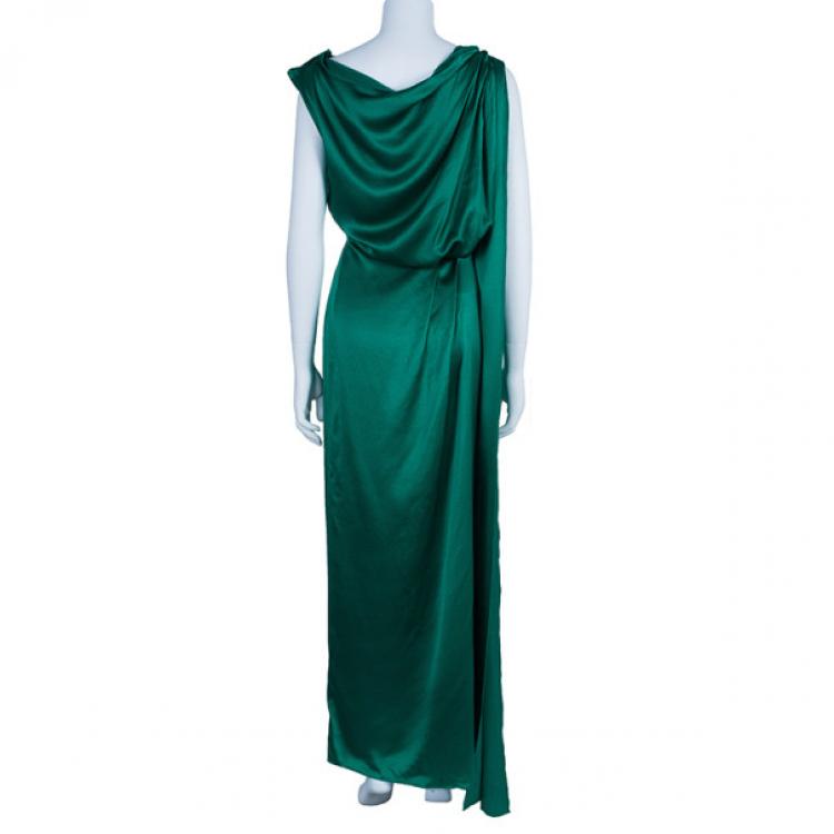 Pre Owned Roland Mouret Emerald Silk Column Gown M