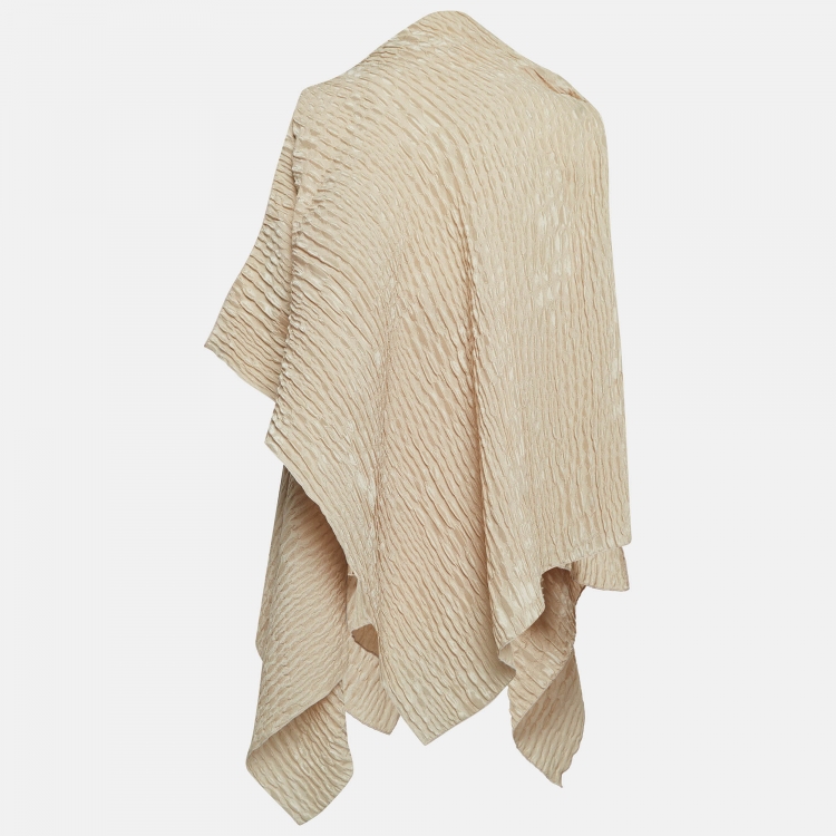 Pre Owned Roland Mouret Beige Crinkle Silk Asymmetric Draped Blouse M