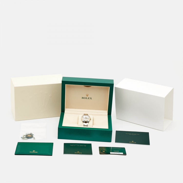 Pre Owned Rolex Mother Of Pearl Diamond 18K Yellow Gold Oystersteel M278383RBR-0027 Datejust Women's Wristwatch 31 mm