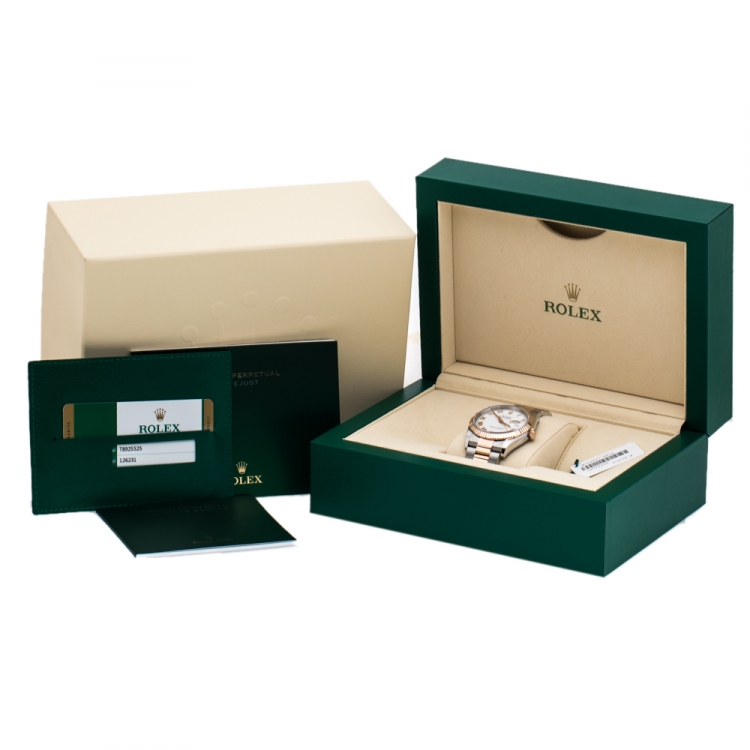 Pre Owned  Rolex White 18K Everose Gold Oystersteel Datejust M126231-0016 Women's Wristwatch 36 mm