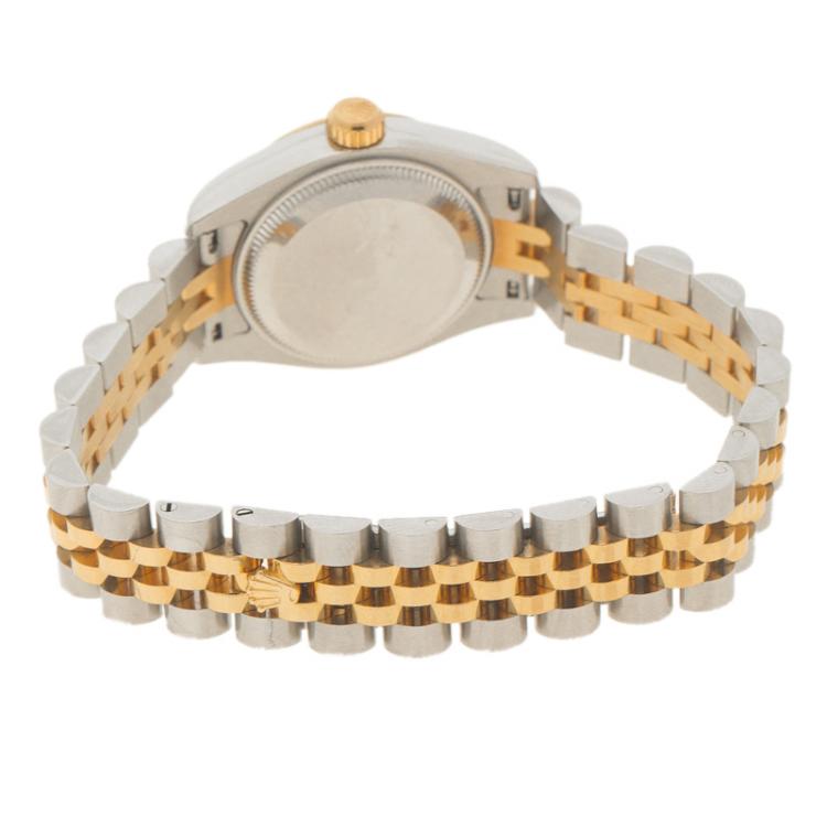 مملوكة مسبقًا Rolex White Yellow Gold and Stainless Steel Datejust Women's Wristwatch 26mm