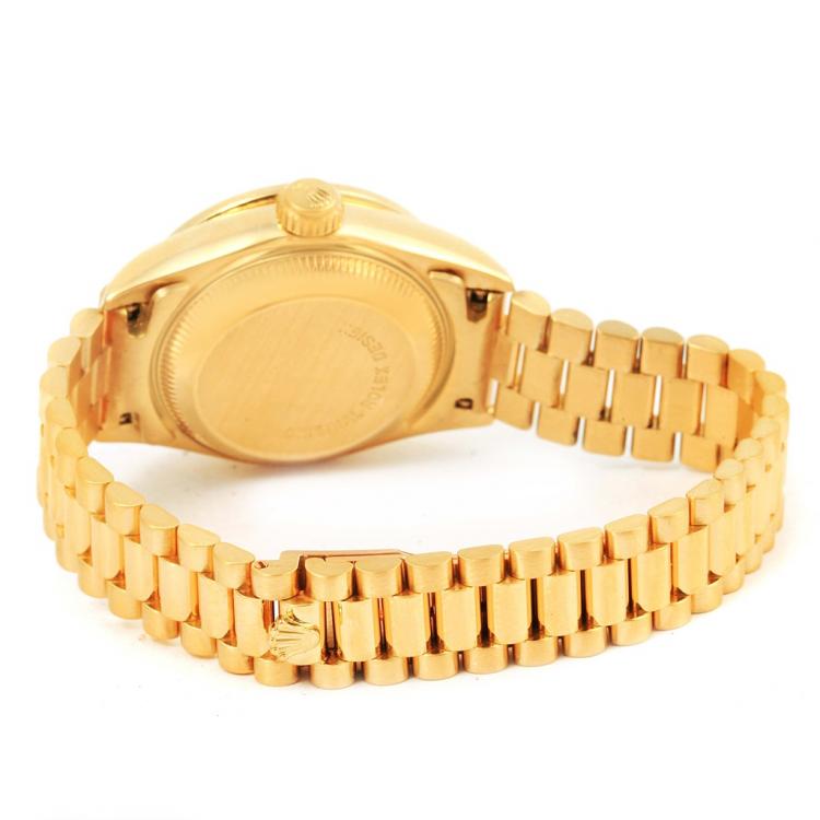 Pre Owned Rolex Champagne Jubilee 18K Yellow Gold Diamonds PresidentDatejust Women's Wristwatch 26MM