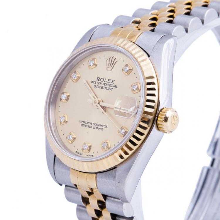 Pre Owned Rolex Gold 18K Yellow Gold and Stainless Steel DateJust Women's Wristwatch 31MM