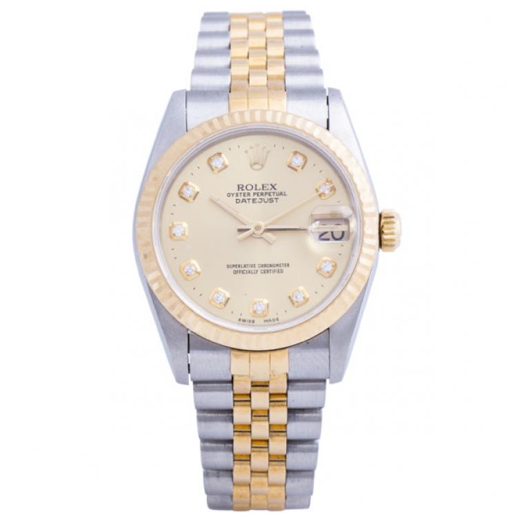 Pre Owned Rolex Gold 18K Yellow Gold and Stainless Steel DateJust Women's Wristwatch 31MM