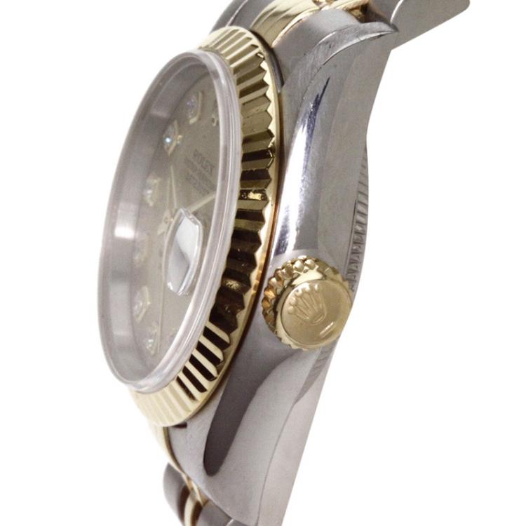 Pre Owned Rolex Champagne 18K Yellow Gold And Stainless Steel Datejust Women's Wristwatch 26MM