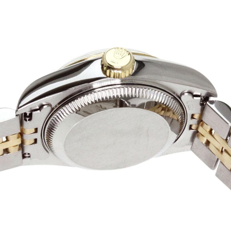 Pre Owned Rolex Champagne 18K Yellow Gold And Stainless Steel Datejust Women's Wristwatch 26MM