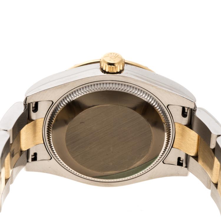 Pre Owned Rolex Champagne Floral Dial Stainless Steel and 18K Yellow Gold Oyster Perpetual Datejust 178343 Women's Watch 31 mm