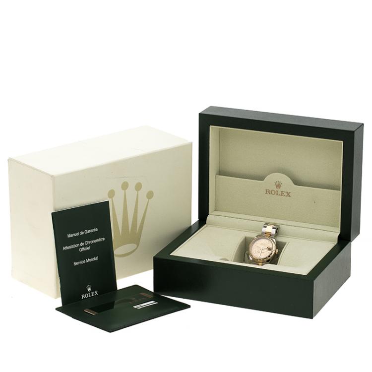 Pre Owned Rolex Champagne Floral Dial Stainless Steel and 18K Yellow Gold Oyster Perpetual Datejust 178343 Women's Watch 31 mm