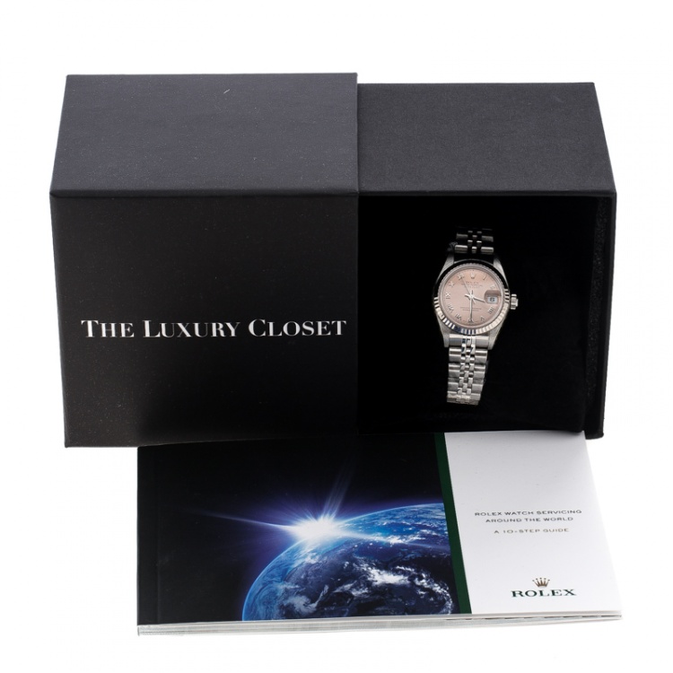 Pre Owned Rolex Pink Stainless Steel Oyster Perpetual Datejust 79174 Women's Wristwatch 26 mm