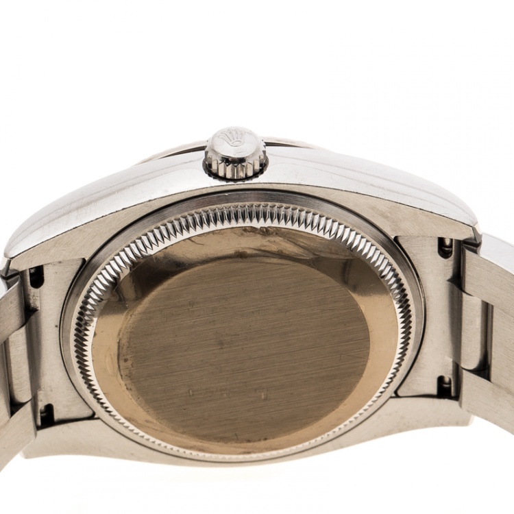 Pre Owned Rolex Black Stainless Steel Oyster Perpetual Date 115234 Women's Wristwatch 34 mm