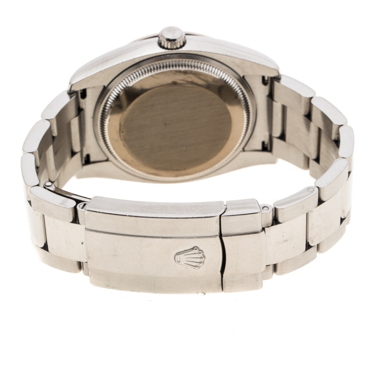 Pre Owned Rolex Black Stainless Steel Oyster Perpetual Date 115234 Women's Wristwatch 34 mm