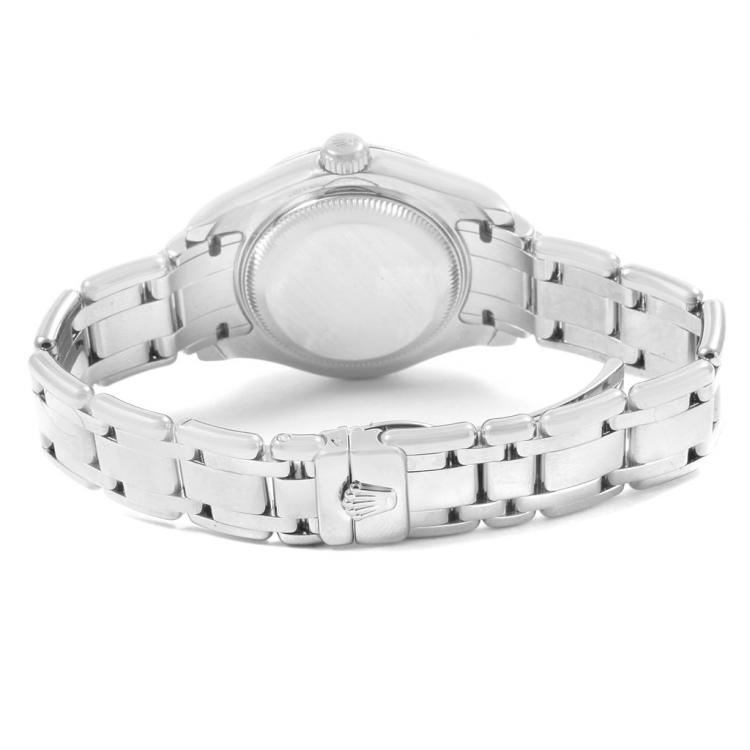 Pre Owned Rolex MOP 18K White Gold Diamond Pearlmaster Women's Wristwatch 29MM