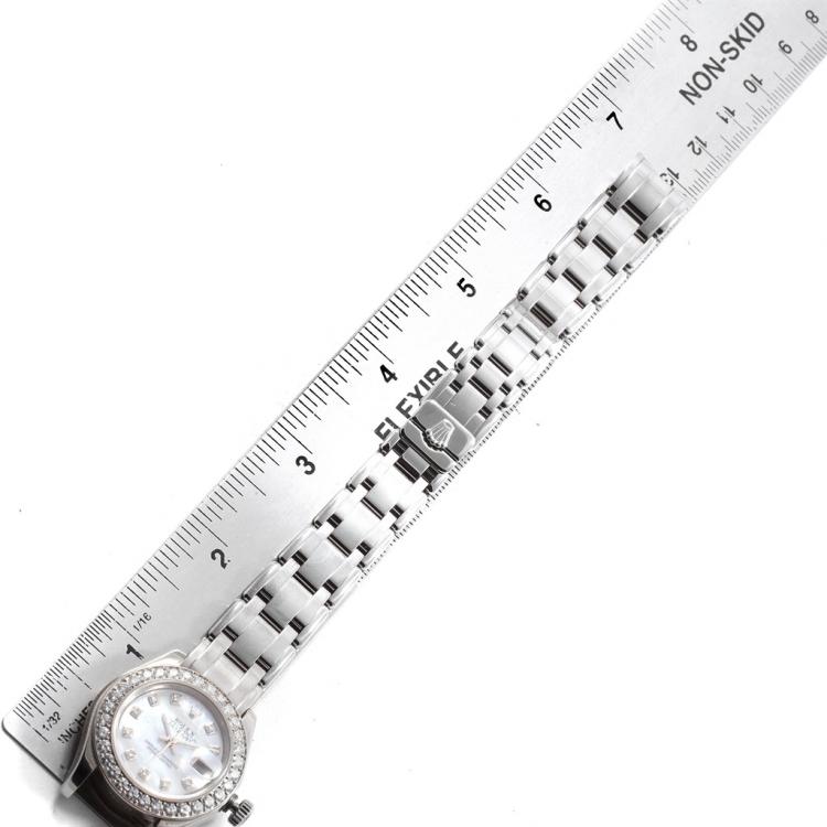 Pre Owned Rolex MOP 18K White Gold Diamond Pearlmaster Women's Wristwatch 29MM