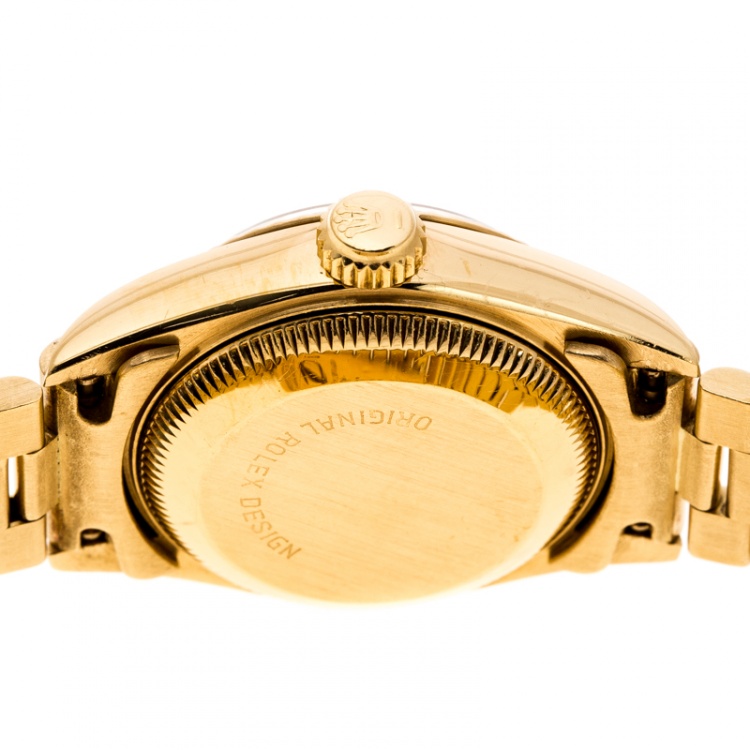 Pre Owned Rolex Gold Dial 18K Yellow Gold Diamonds 69178 Datejust Women's Wristwatch 26 mm