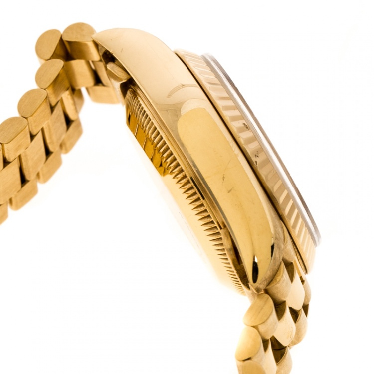 Pre Owned Rolex Gold Dial 18K Yellow Gold Diamonds 69178 Datejust Women's Wristwatch 26 mm