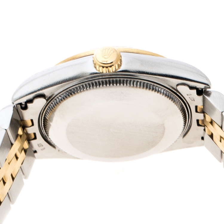 Pre Owned Rolex Gold Jubilee Dial 18K Yellow Gold and Stainless Steel Datejust 68273 Women's Wristwatch 30 mm