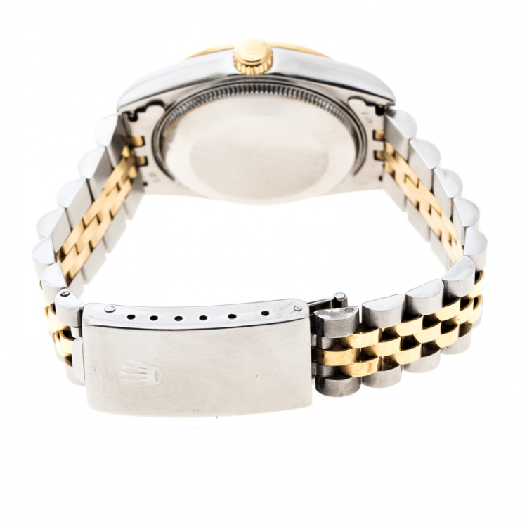Pre Owned Rolex Gold Jubilee Dial 18K Yellow Gold and Stainless Steel Datejust 68273 Women's Wristwatch 30 mm
