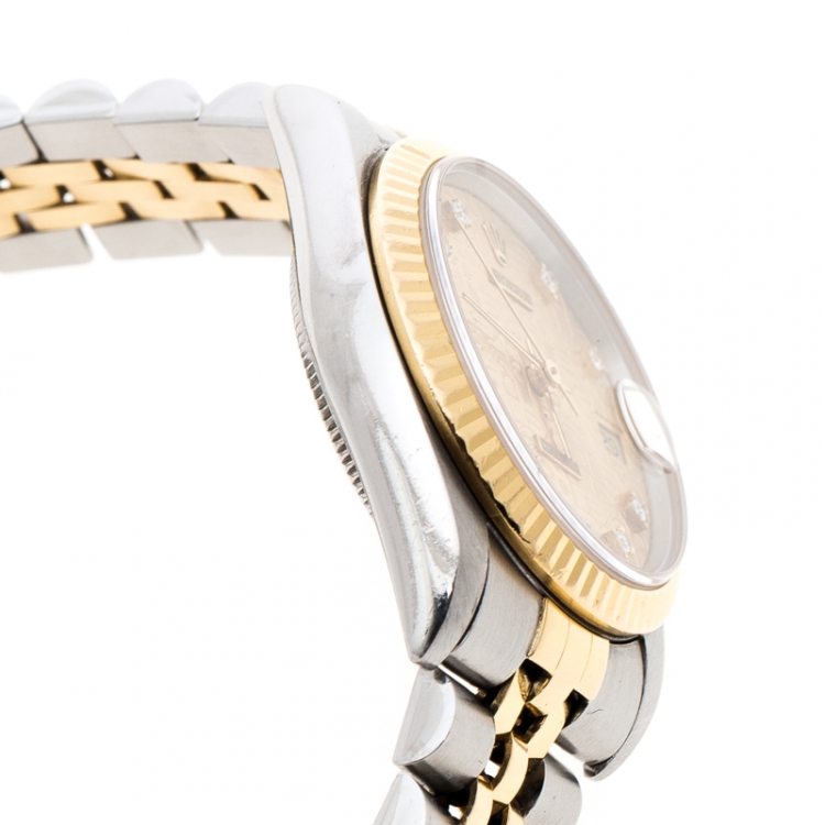 Pre Owned Rolex Gold Jubilee Dial 18K Yellow Gold and Stainless Steel Datejust 68273 Women's Wristwatch 30 mm