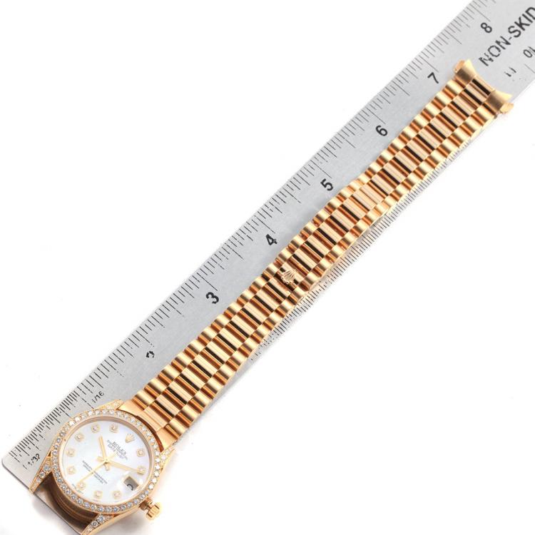 Pre Owned Rolex MOP 18K Yellow Gold Diamond President Datejust Women's Wristwatch 31MM