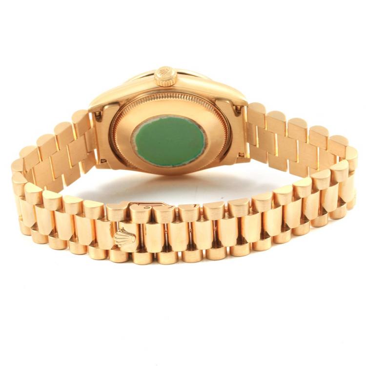 Pre Owned Rolex MOP 18K Yellow Gold Diamond President Datejust Women's Wristwatch 31MM