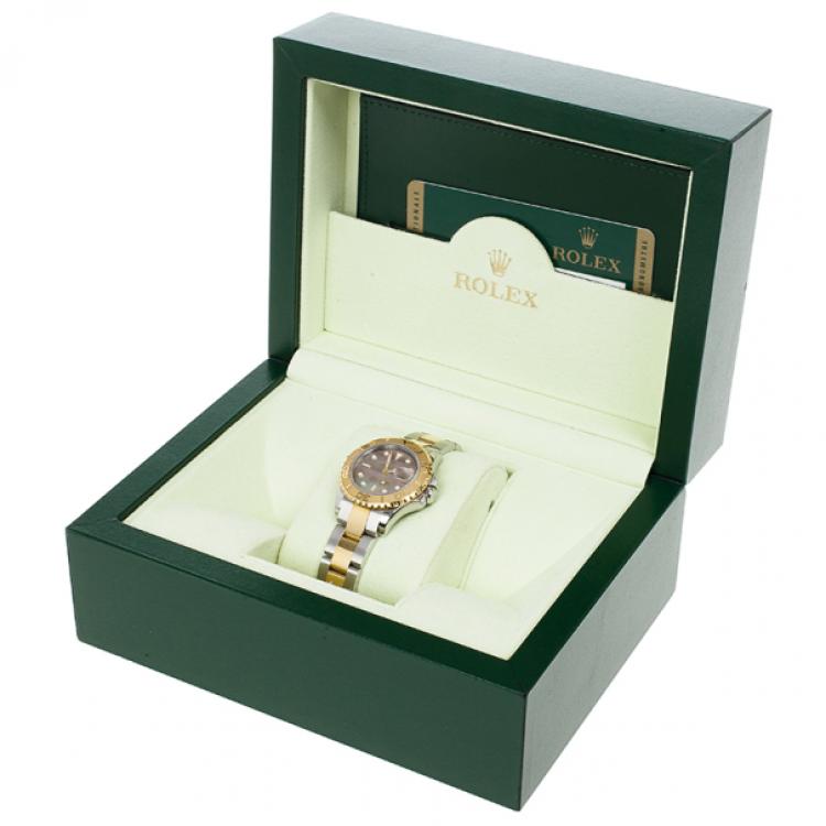 Pre Owned Rolex Mother of Pearl Gold Yacht-Master Women's Wristwatch 29MM