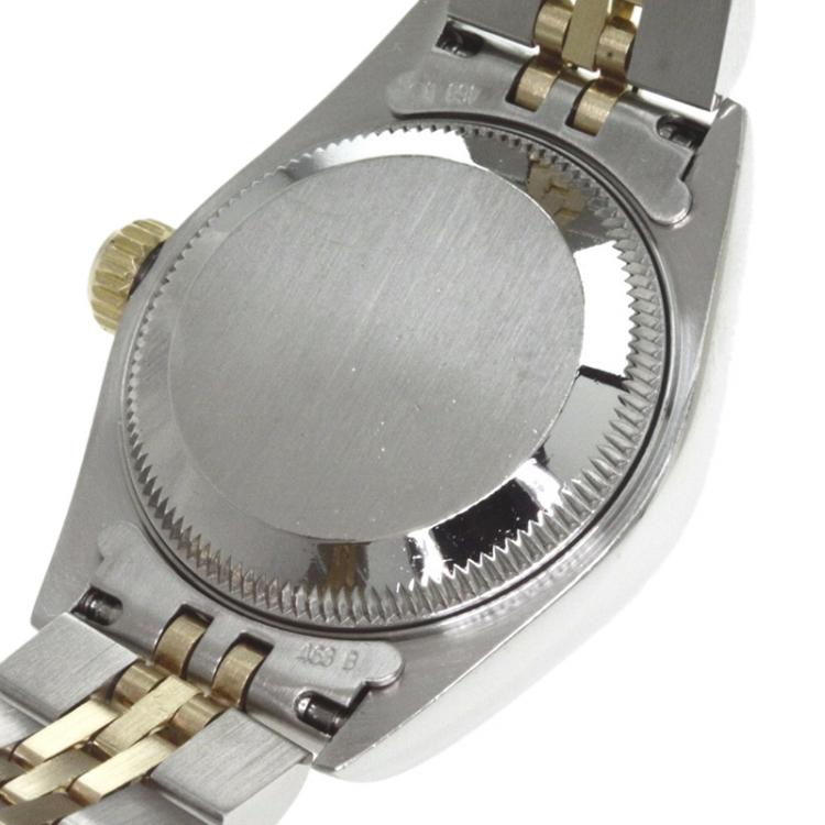 Pre Owned Rolex Champagne Red 18K Yellow Gold and Stainless Steel Datejust 69173 Women's Wristwatch 26 MM