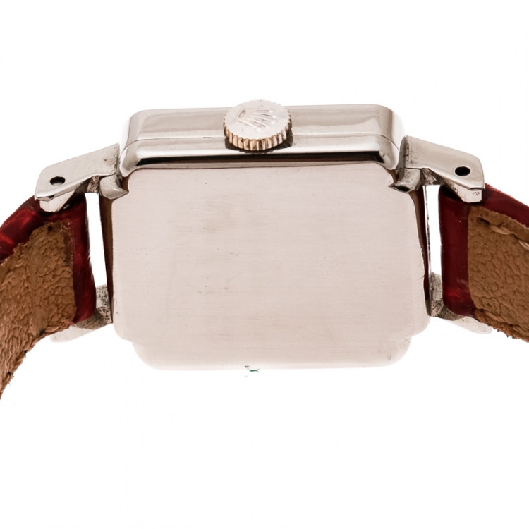 Pre Owned Rolex Cream Stainless Steel Vintage Precision 9158 Women's Wristwatch 17 mm